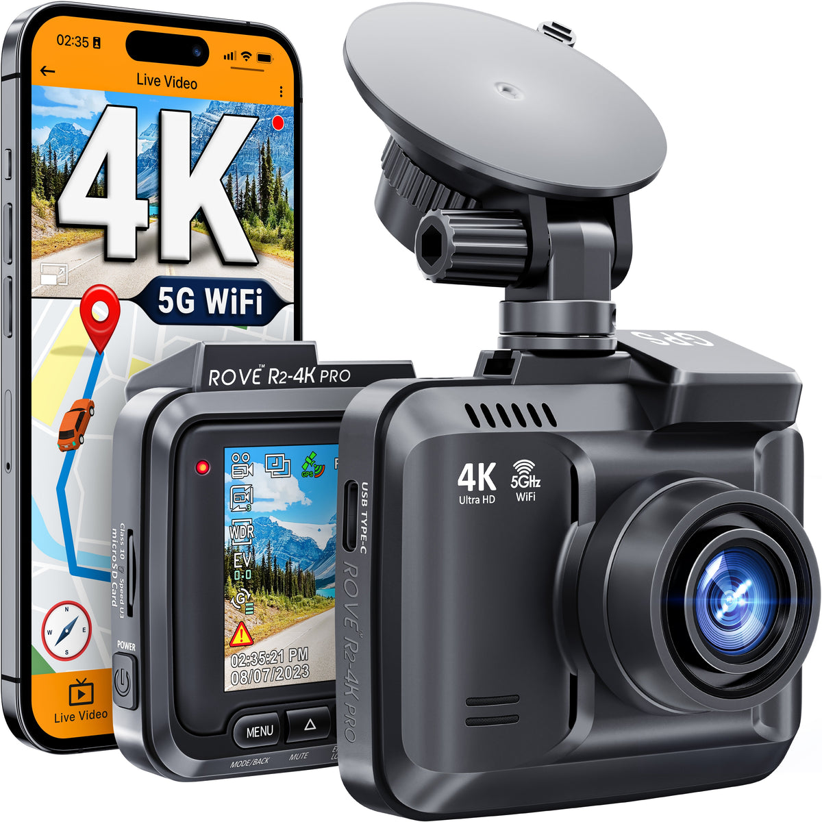 R2-4K Dash Cam, 256 GB Micro SD Bundle