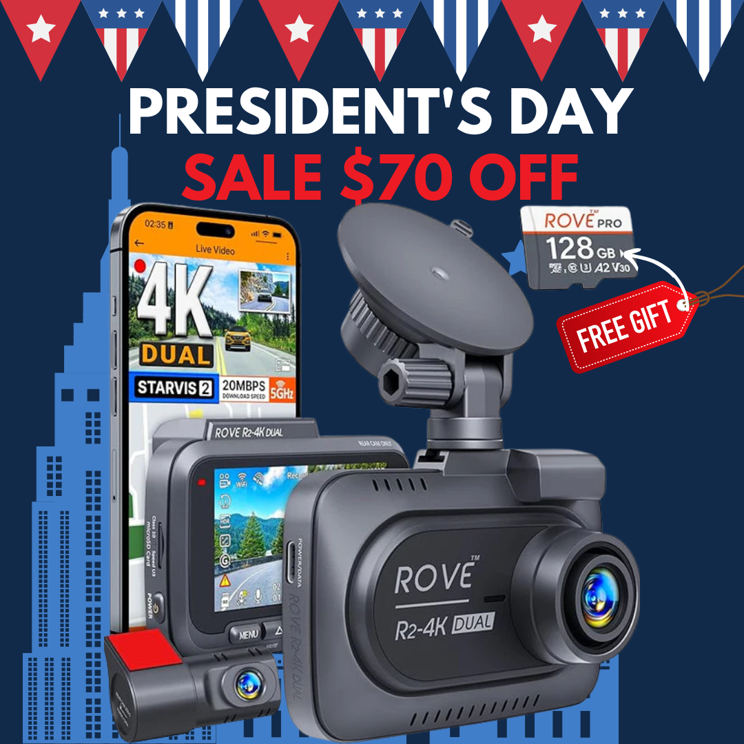 NEW ROVE R2-4K DUAL Dash Cam Front and Rear, STARVIS 2 Sensor, FREE 128GB Card Included, 5G WiFi