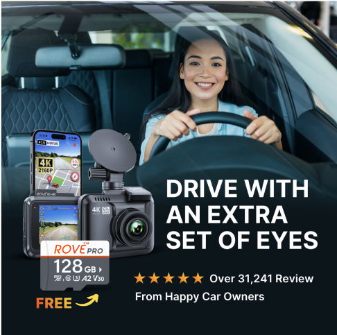 ROVE R2-4K Dash Cam Bundle | FREE ROVE PRO 128 GB microSD Card