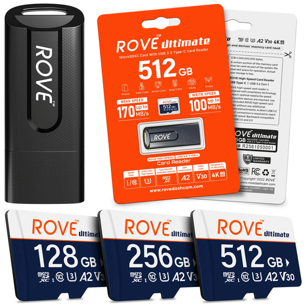 ROVE R2-4K Dash Cam | 256GB Micro SD Card