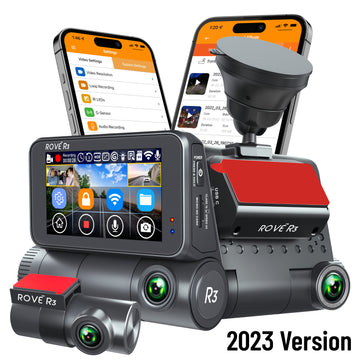 ROVE R3 Dash Cam | 2023 Version | 3 Channel Touchscreen Dash Cam Built-in 5G WiFi, GPS, and Supercapacitor