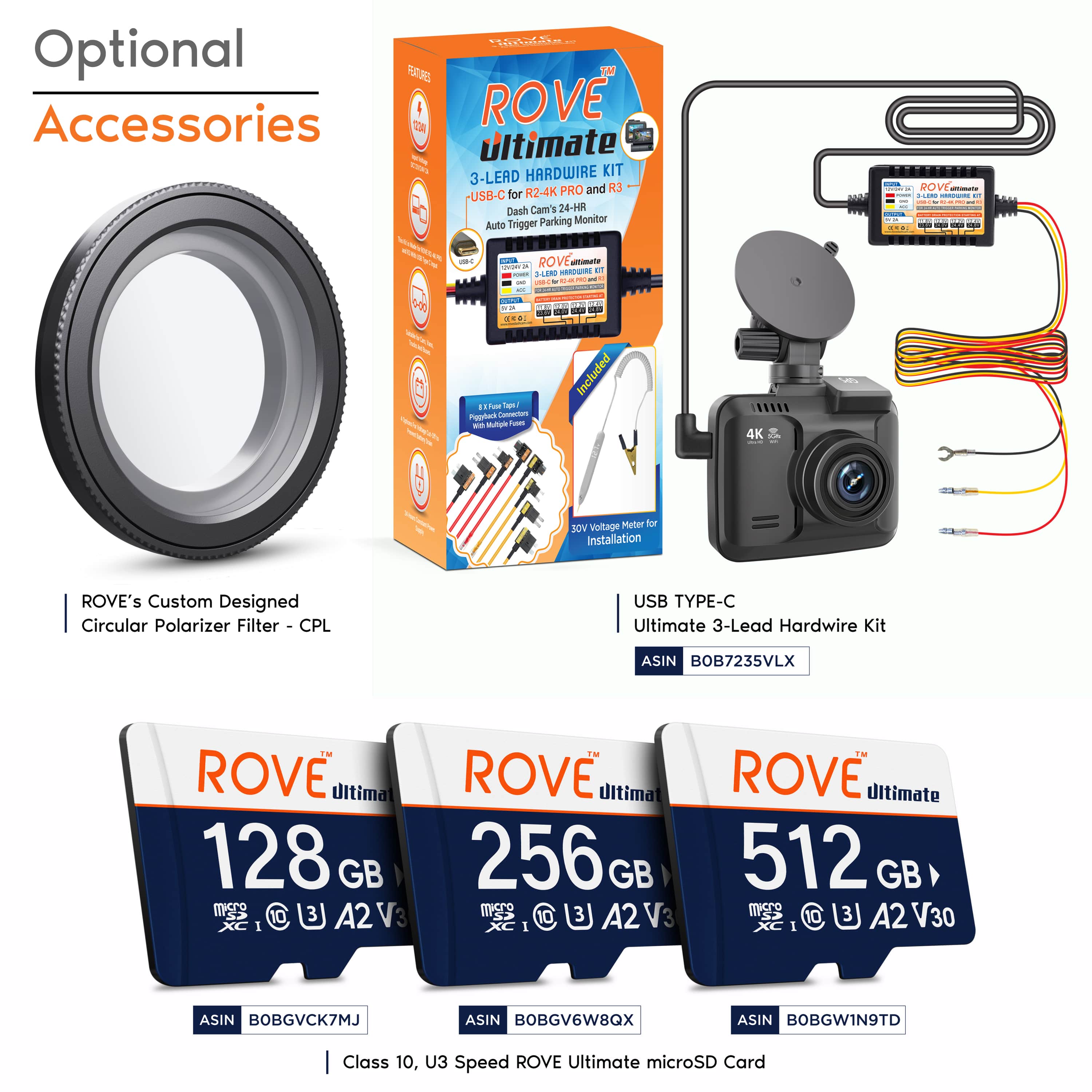 ROVE Ultimate CPL Filter, Anti-Glare Circular Polariser Lens for ROVE R2-4K  and R2-4K PRO Dash Cam Models