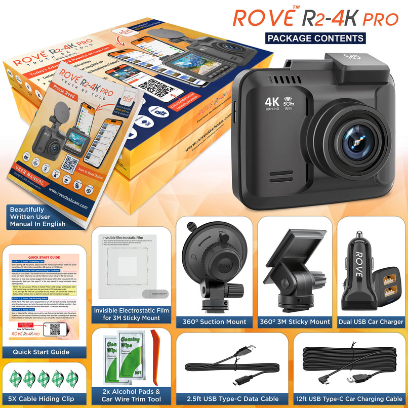 ROVE R2-4K Pro Dash Cam - Returned Item within their 1st 30-days [Open Box]