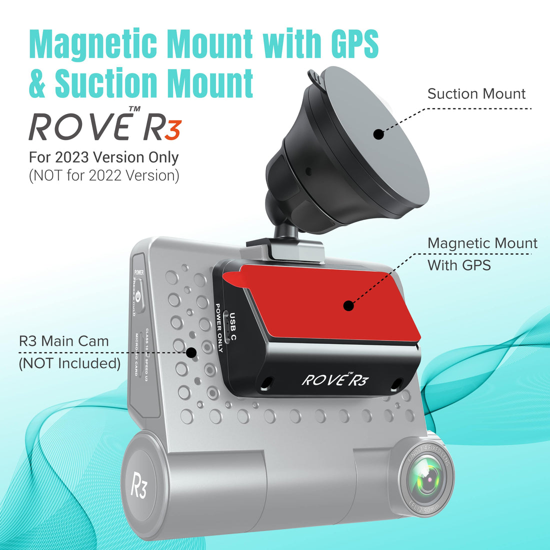 R3 Mount Bundle - R3 Suction Mount + Magnetic Mount with Built-In GPS + 2x Free Easy Peel Electrostatic Film + 2x 3M Sticky Tapes